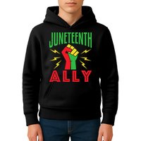 Juneteenth Ally June 19 Support Protest Pride Fist Kids Hoodie