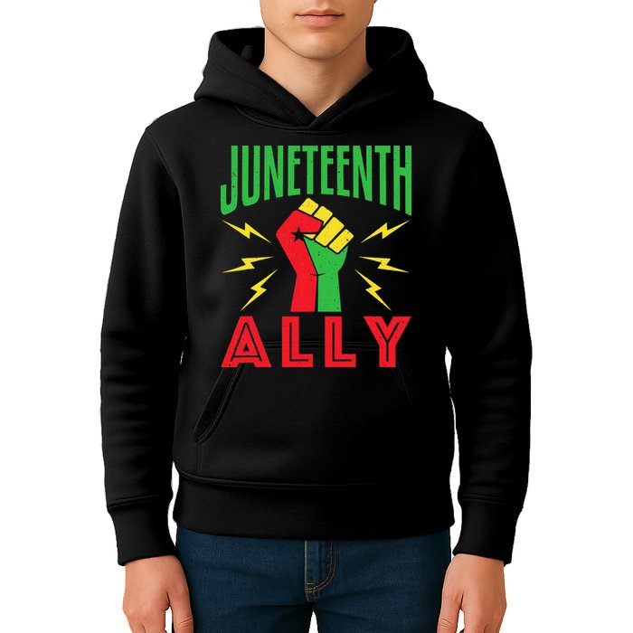 Juneteenth Ally June 19 Support Protest Pride Fist Kids Hoodie