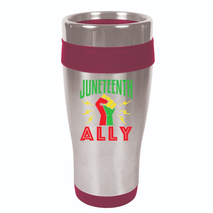 Juneteenth Ally June 19 Support Protest Pride Fist 16oz Travel Tumbler