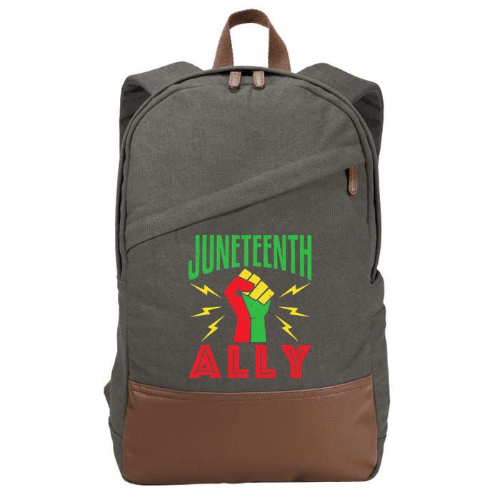 Juneteenth Ally June 19 Support Protest Pride Fist Cotton Canvas Backpack