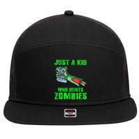 Just A K.I.D Who Hunts Zombies Halloween Gamer Zombie 7 Panel Mesh Trucker Snapback Hat