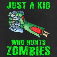 Just A K.I.D Who Hunts Zombies Halloween Gamer Zombie 7 Panel Mesh Trucker Snapback Hat