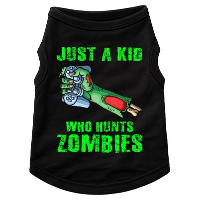 Just A K.I.D Who Hunts Zombies Halloween Gamer Zombie Doggie Tank