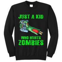 Just A K.I.D Who Hunts Zombies Halloween Gamer Zombie Sweatshirt