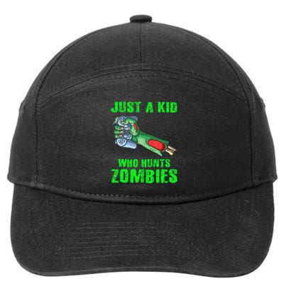 Just A K.I.D Who Hunts Zombies Halloween Gamer Zombie 7-Panel Snapback Hat