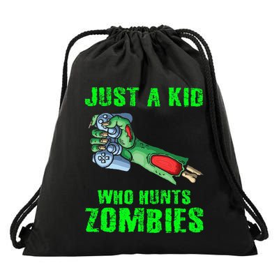 Just A K.I.D Who Hunts Zombies Halloween Gamer Zombie Drawstring Bag
