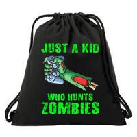 Just A K.I.D Who Hunts Zombies Halloween Gamer Zombie Drawstring Bag
