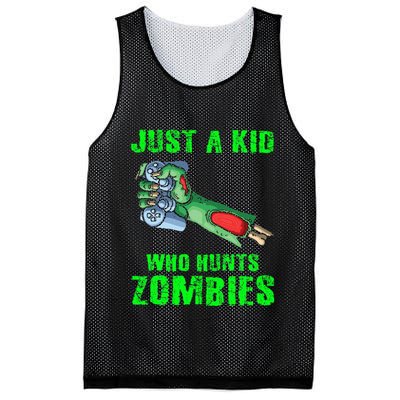 Just A K.I.D Who Hunts Zombies Halloween Gamer Zombie Mesh Reversible Basketball Jersey Tank