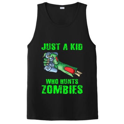 Just A K.I.D Who Hunts Zombies Halloween Gamer Zombie PosiCharge Competitor Tank