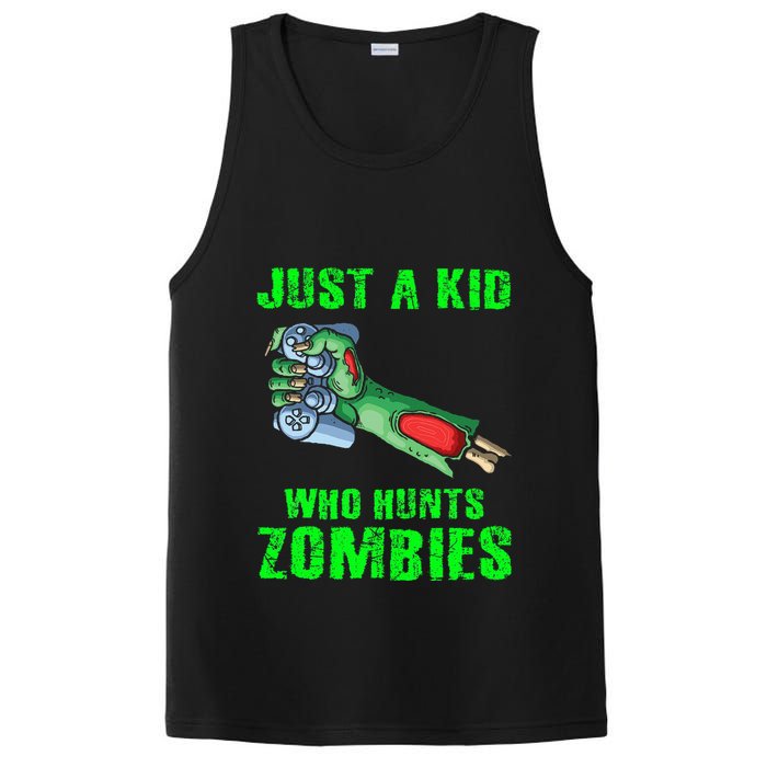 Just A K.I.D Who Hunts Zombies Halloween Gamer Zombie PosiCharge Competitor Tank