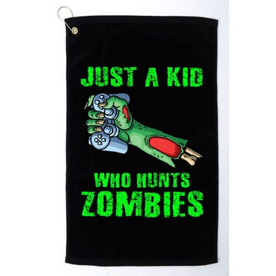Just A K.I.D Who Hunts Zombies Halloween Gamer Zombie Golf Towel