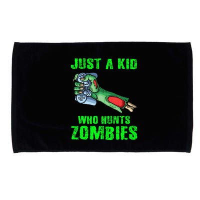 Just A K.I.D Who Hunts Zombies Halloween Gamer Zombie Microfiber Hand Towel