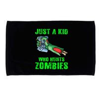 Just A K.I.D Who Hunts Zombies Halloween Gamer Zombie Microfiber Hand Towel