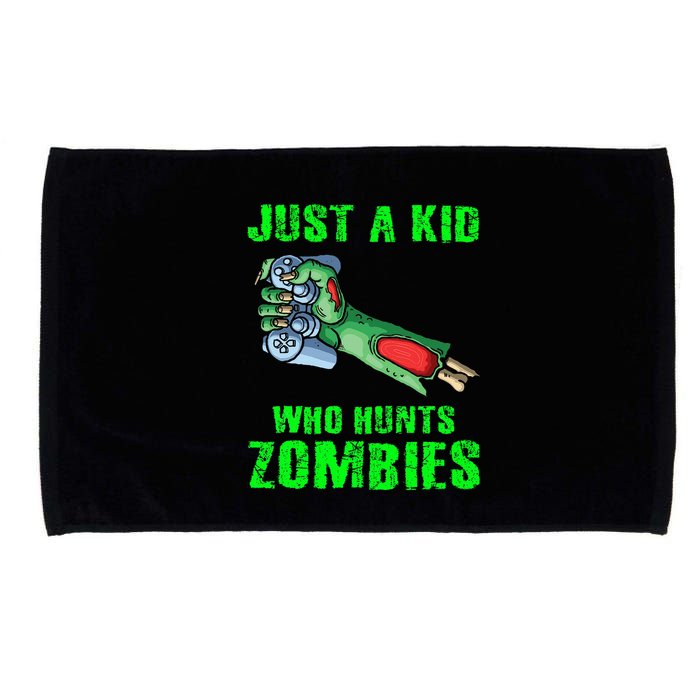 Just A K.I.D Who Hunts Zombies Halloween Gamer Zombie Microfiber Hand Towel