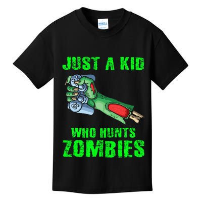 Just A K.I.D Who Hunts Zombies Halloween Gamer Zombie Kids T-Shirt