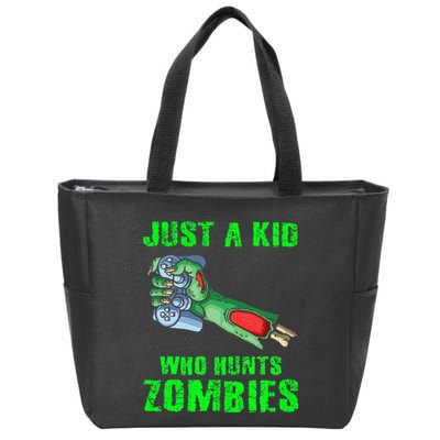 Just A K.I.D Who Hunts Zombies Halloween Gamer Zombie Zip Tote Bag