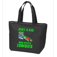Just A K.I.D Who Hunts Zombies Halloween Gamer Zombie Zip Tote Bag