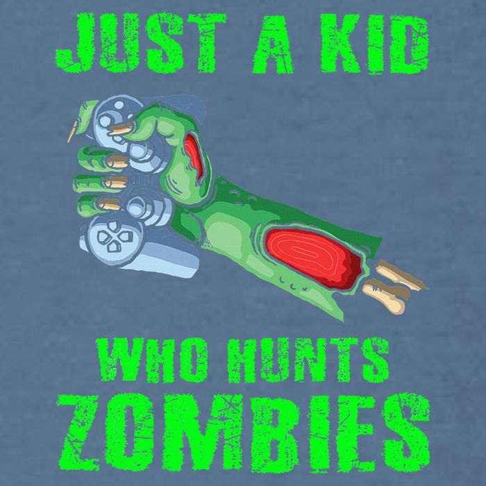 Just A K.I.D Who Hunts Zombies Halloween Gamer Zombie Garment-Dyed Sweatshirt