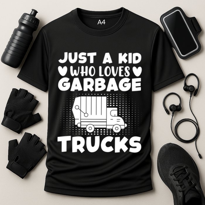 Just A Kid Who Loves Garbage Trucks Graphic Cooling Performance Crew T-Shirt