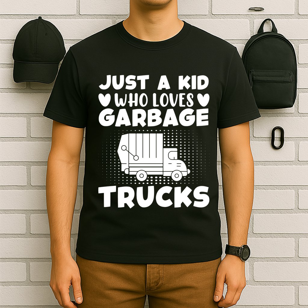 Just A Kid Who Loves Garbage Trucks Graphic T-Shirt