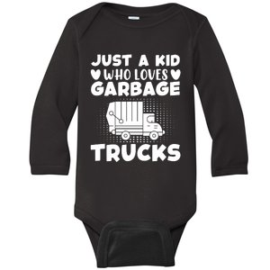 Just A Kid Who Loves Garbage Trucks Graphic Baby Long Sleeve Bodysuit