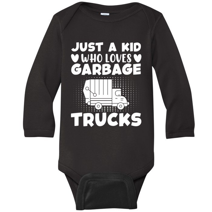 Just A Kid Who Loves Garbage Trucks Graphic Baby Long Sleeve Bodysuit