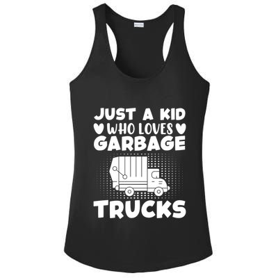 Just A Kid Who Loves Garbage Trucks Graphic Ladies PosiCharge Competitor Racerback Tank