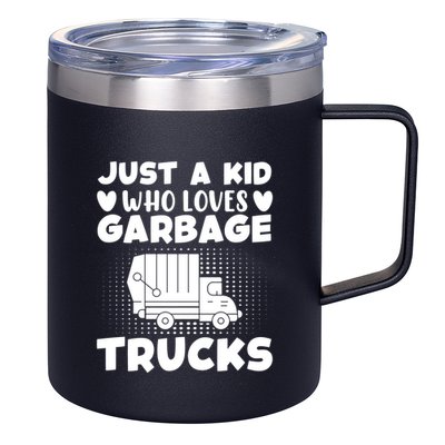 Just A Kid Who Loves Garbage Trucks Graphic 12oz Stainless Steel Coffee Mug