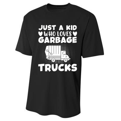 Just A Kid Who Loves Garbage Trucks Graphic Performance Sprint T-Shirt