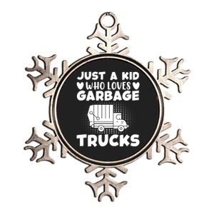 Just A Kid Who Loves Garbage Trucks Graphic Metallic Star Ornament