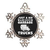 Just A Kid Who Loves Garbage Trucks Graphic Metallic Star Ornament