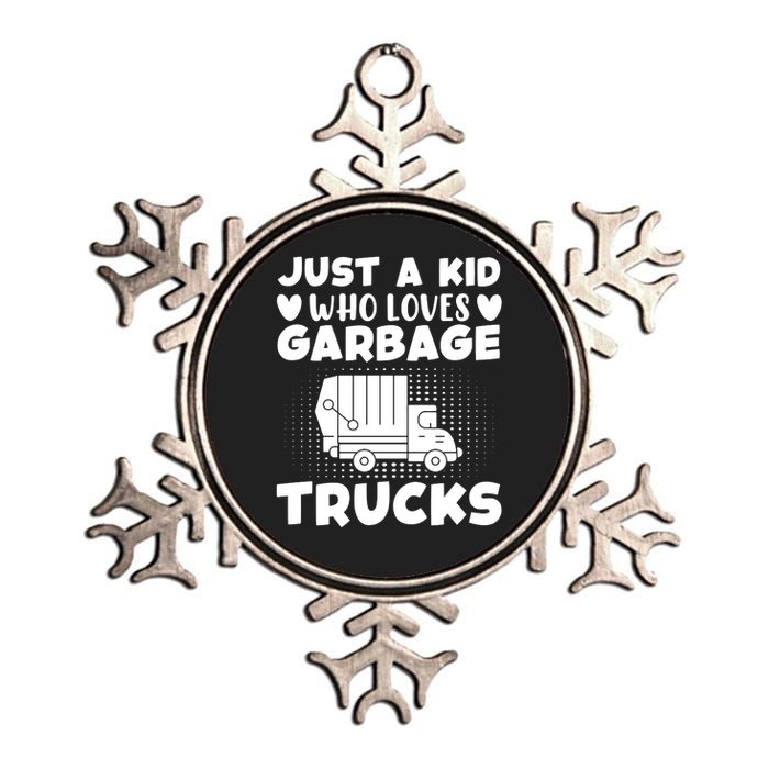 Just A Kid Who Loves Garbage Trucks Graphic Metallic Star Ornament