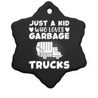 Just A Kid Who Loves Garbage Trucks Graphic Ceramic Star Ornament