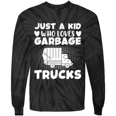 Just A Kid Who Loves Garbage Trucks Graphic Tie-Dye Long Sleeve Shirt
