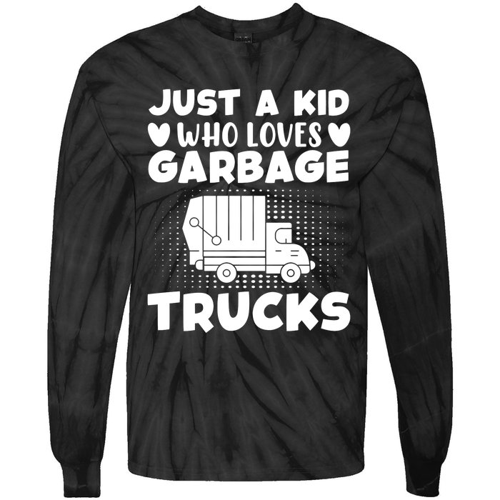 Just A Kid Who Loves Garbage Trucks Graphic Tie-Dye Long Sleeve Shirt