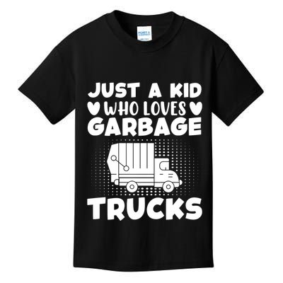 Just A Kid Who Loves Garbage Trucks Graphic Kids T-Shirt