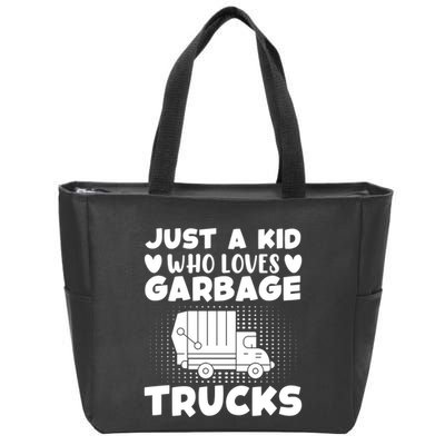 Just A Kid Who Loves Garbage Trucks Graphic Zip Tote Bag