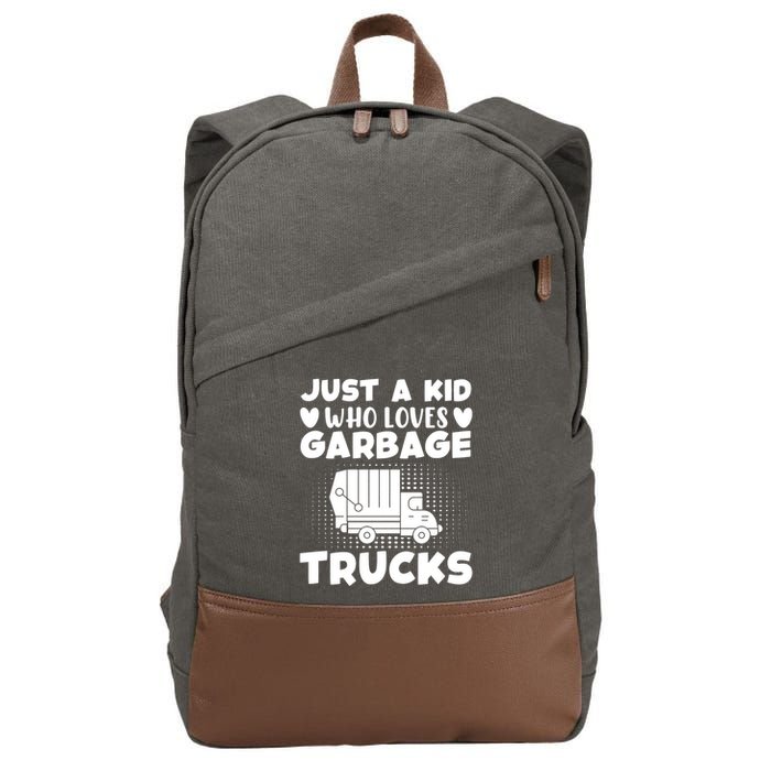 Just A Kid Who Loves Garbage Trucks Graphic Cotton Canvas Backpack