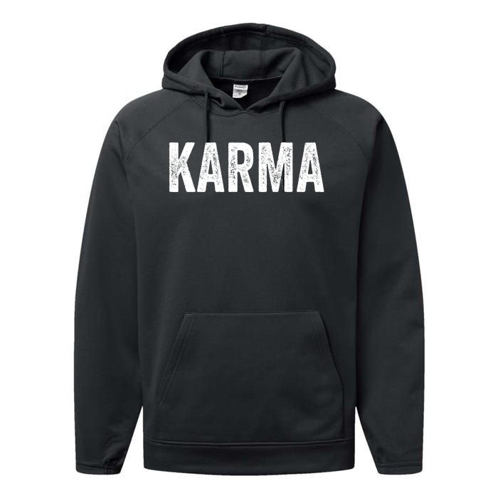 Just A KARMA In Distressed Text Effect Performance Fleece Hoodie