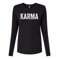 Just A KARMA In Distressed Text Effect Womens Cotton Relaxed Long Sleeve T-Shirt