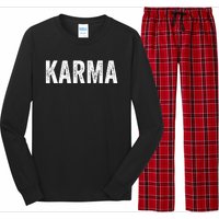 Just A KARMA In Distressed Text Effect Long Sleeve Pajama Set