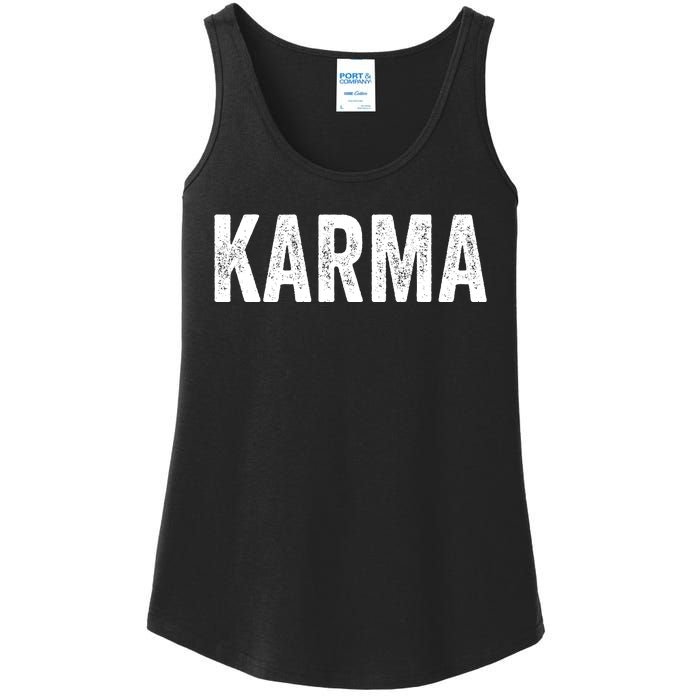 Just A KARMA In Distressed Text Effect Ladies Essential Tank