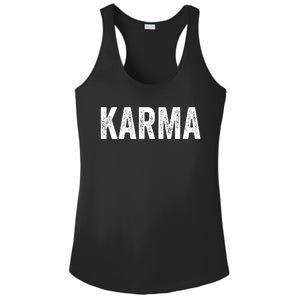 Just A KARMA In Distressed Text Effect Ladies PosiCharge Competitor Racerback Tank