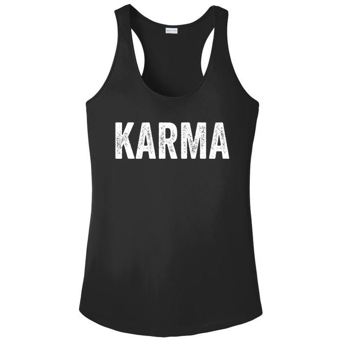 Just A KARMA In Distressed Text Effect Ladies PosiCharge Competitor Racerback Tank