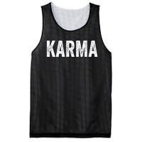 Just A KARMA In Distressed Text Effect Mesh Reversible Basketball Jersey Tank