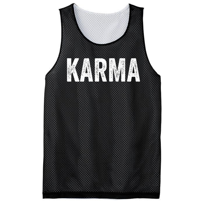 Just A KARMA In Distressed Text Effect Mesh Reversible Basketball Jersey Tank