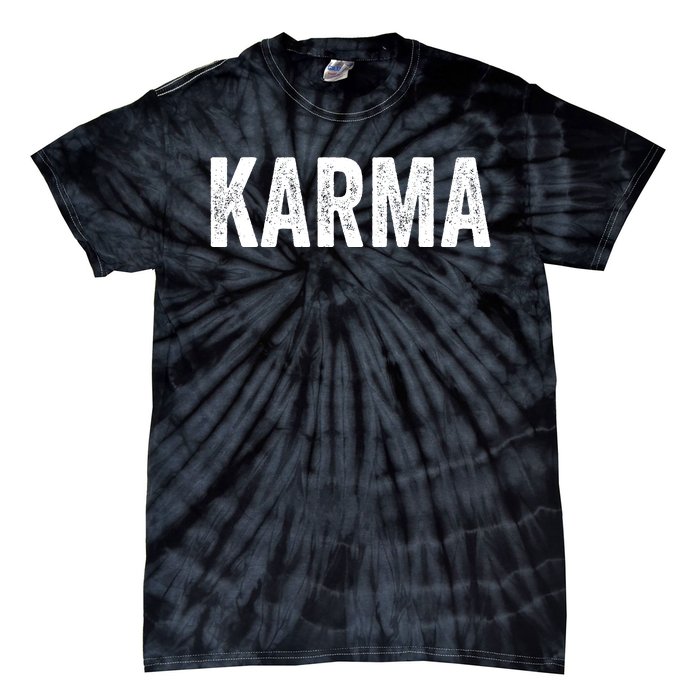 Just A KARMA In Distressed Text Effect Tie-Dye T-Shirt