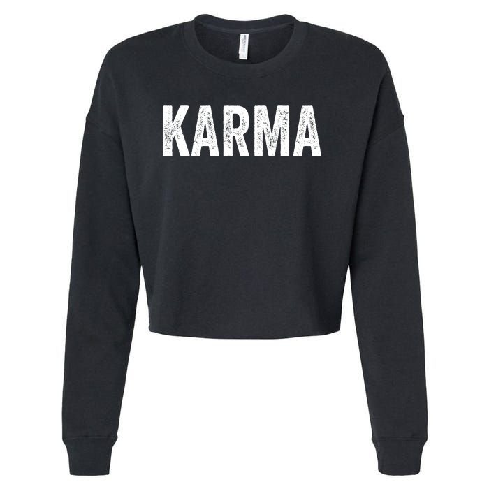 Just A KARMA In Distressed Text Effect Cropped Pullover Crew