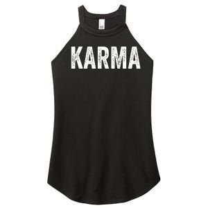 Just A KARMA In Distressed Text Effect Women's Perfect Tri Rocker Tank