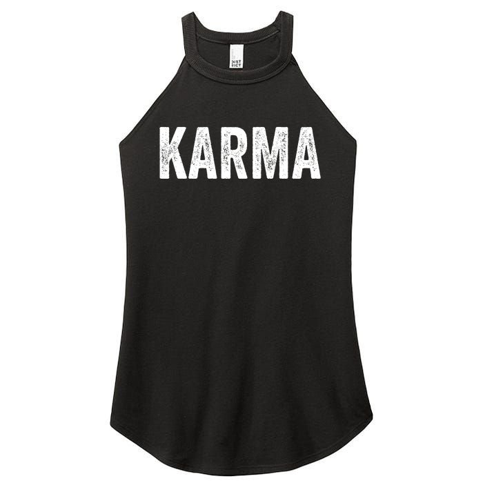 Just A KARMA In Distressed Text Effect Women's Perfect Tri Rocker Tank